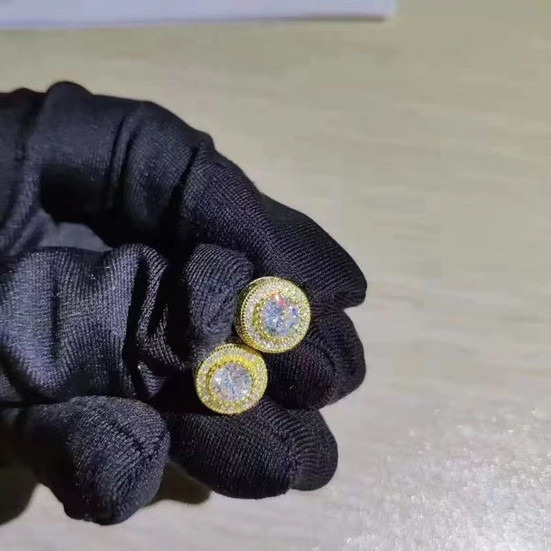 Per orecchini hip-hop da uomo, rotondi, a diametro pieno, in zircone, alla moda, di nicchia, originali e di alta gamma_voghion.com