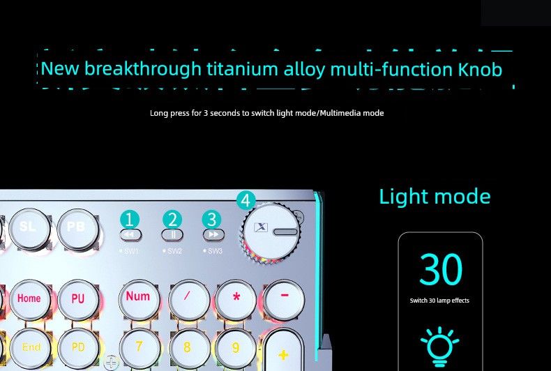 X60 Steam Transparent Punk Retro Nical Key Mouse Suit Gaming Male Titanium Alloy Keyboard With Knob_voghion.com