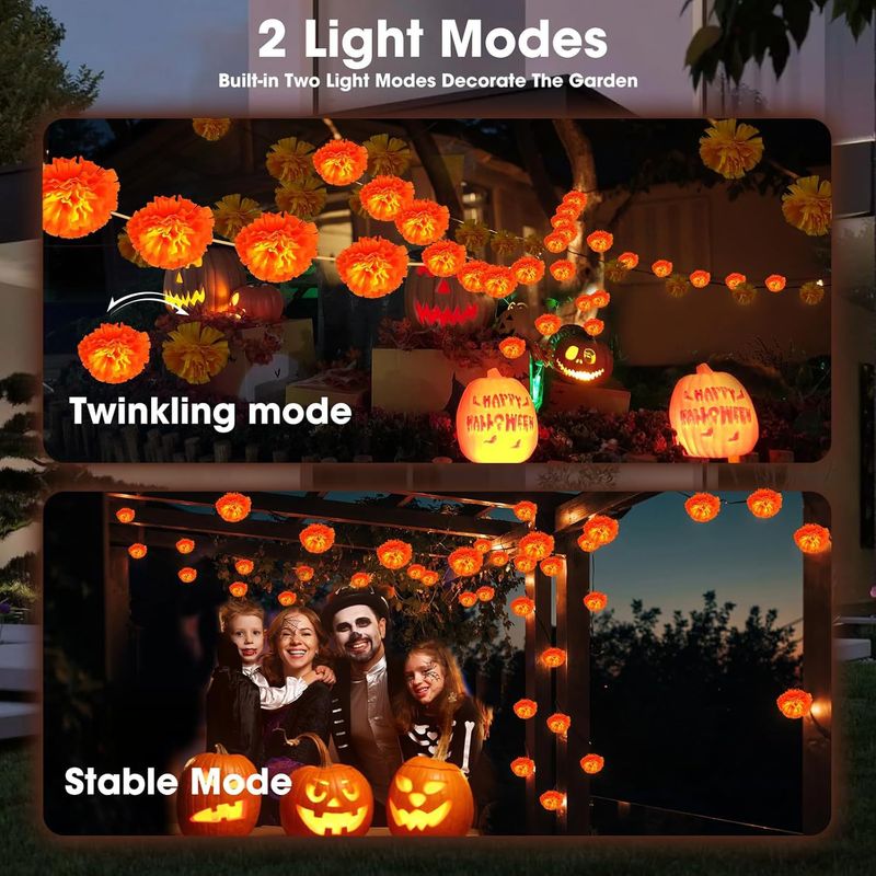 Light String Led Halloween New Chrysanthemum Light Qingming Festival Marigold String Light Ghost Festival Decorative Light Wholesale_voghion.com