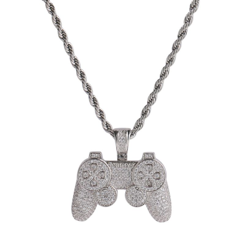Collier avec pendentif en forme de console de jeu créative de rue, style hip-hop, nouvelle personnalité, dessin animé d'enfance, collier en diamant_voghion.com