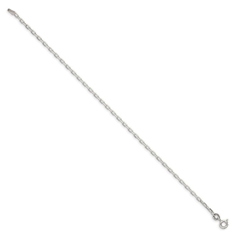Sterling Silver 2.2mm Diamond-cut Long Link Cable Chain_voghion.com