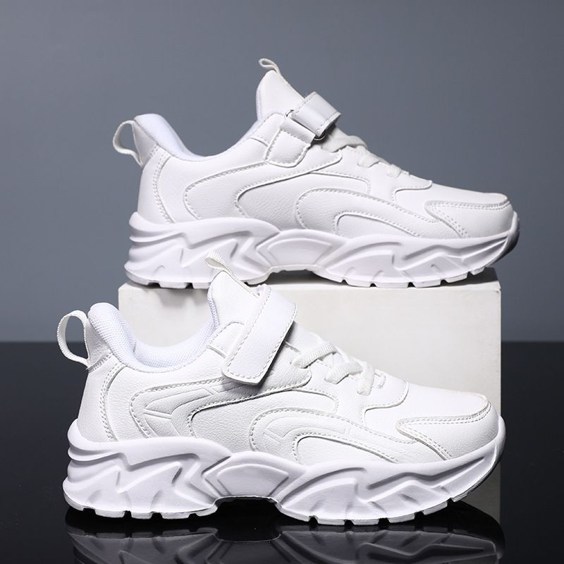 897 Four Seasons Performance Lightweight Sports Boys' Tennis Girls' Leather Children's White Shoes, Black Shoes_voghion.com