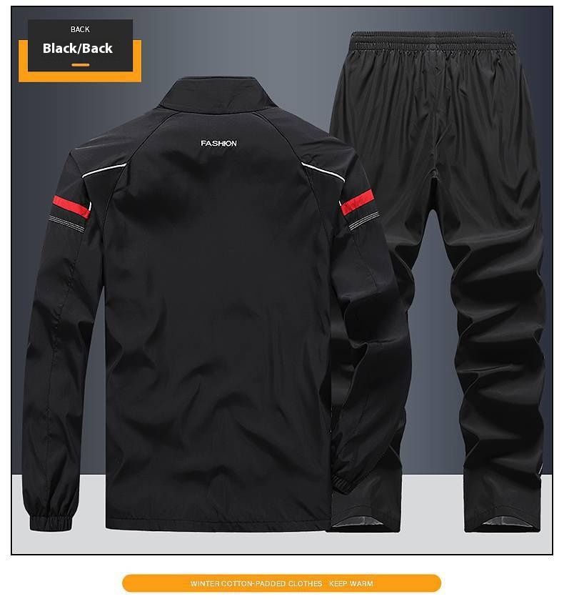 Trendy casual sport jacke set für männer frühling und herbst neue outdoor langarm stehkragen strickjacke lauf_voghion.com