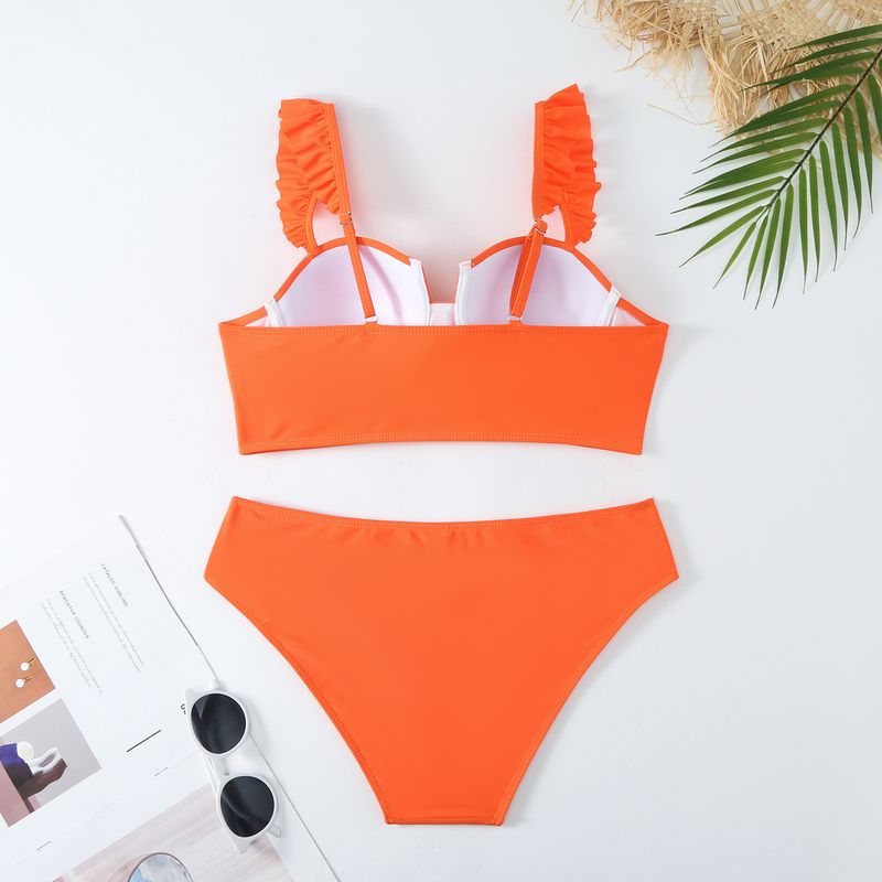 Odzież damska bikini kostium kąpielowy damski trzyczęściowy seksowny bikini siateczka tort wysoki stan linia A plażowa plisowana spódnica parasolka_voghion.com