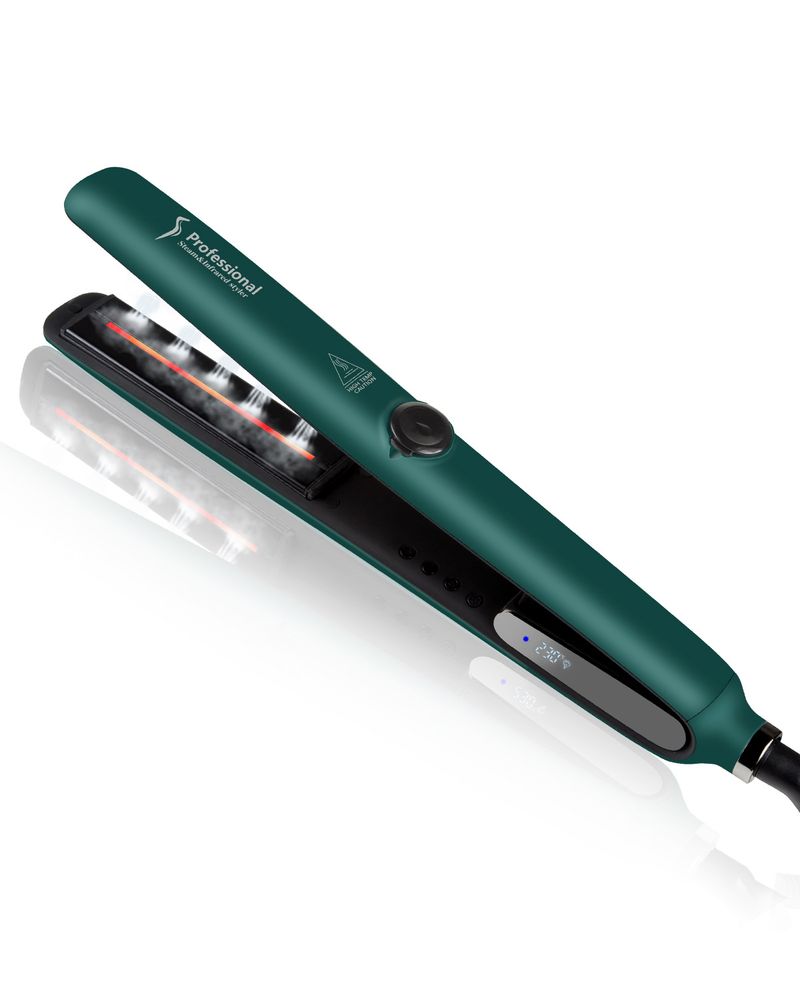 Professional Infrared Steam Hair Straightener With Negative Ion Technology – Ceramic Tourmaline Plates, 15 Temperature Settings, Dual Voltage_voghion.com