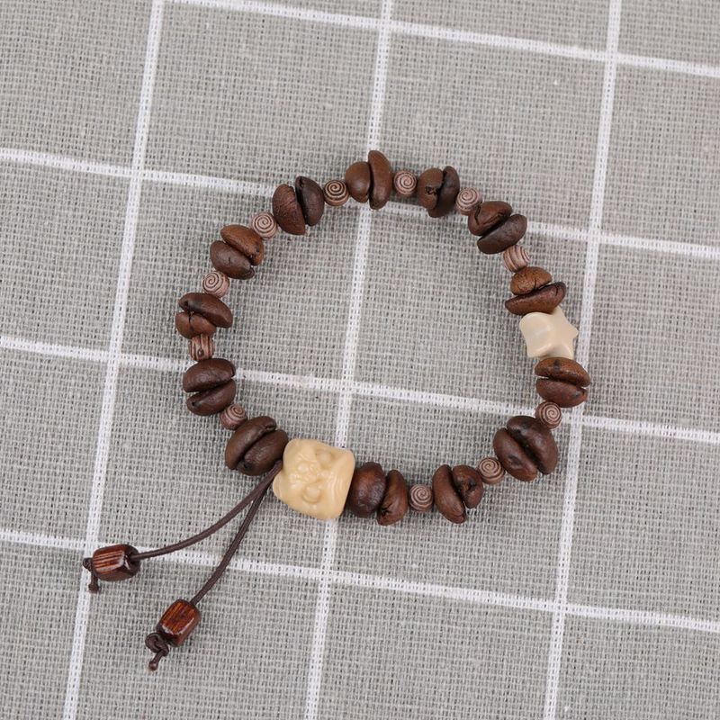 Braccialetto in ceramica con chicchi di caffè naturali di alto valore e simpatici cartoni animati per migliori amici e coppie, piccolo per bancarella del mercato notturno_voghion.com