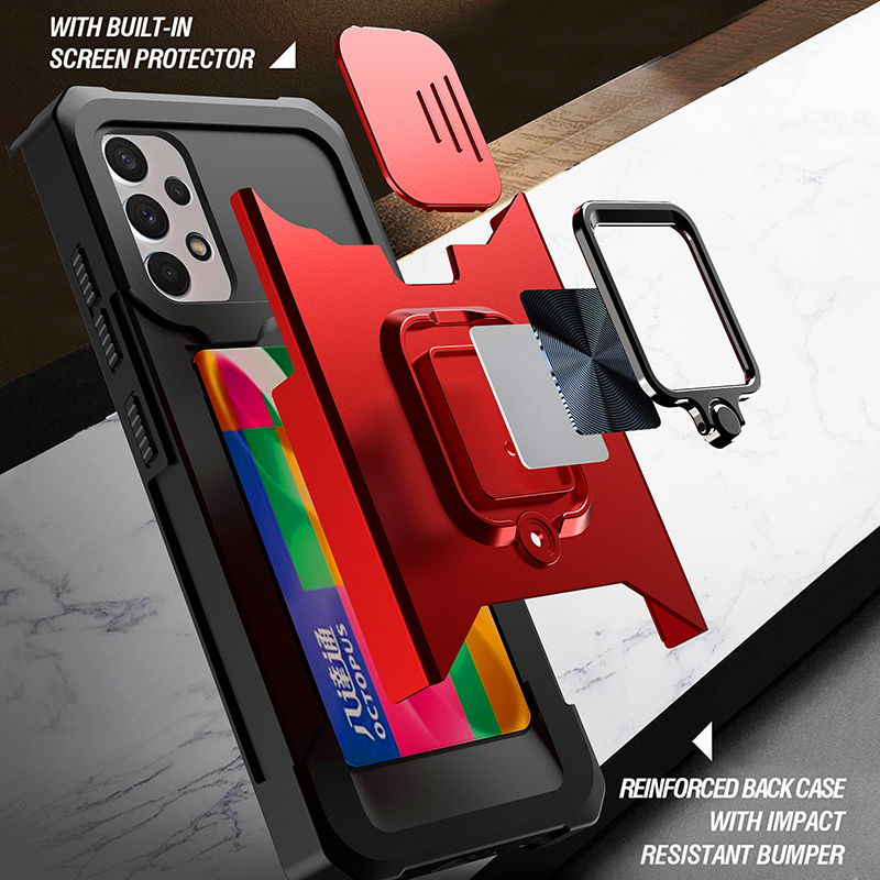 Slide Camera Lens Protector Armor Case For Samsung Galaxy A03S A12 A13 A14 A22 A23 A32 A33 A34 A42 A52 A53 A54 A72 A82 Card Slot Bumpers Ring Cover_voghion.com