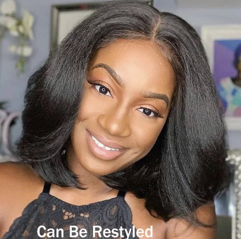 Transparente Lace Frontal Perücke Echthaar Lace Frontal Perücke 14 Zoll Kinky Straight Lace Front Echthaar Perücken für Frauen Echthaar_voghion.com