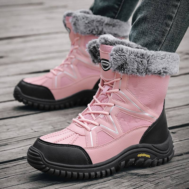 Scarpe da donna, scarpe di cotone, stivali da neve alti invernali da donna, stivali da esterno caldi in velluto, tutti abbinati_voghion.com