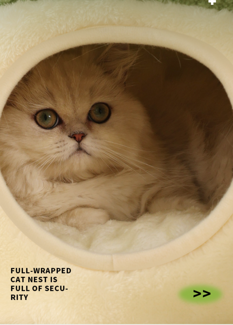 Nido per gatti con piccola rana, semi-chiuso, caldo in peluche per autunno e inverno, nido per cani_voghion.com