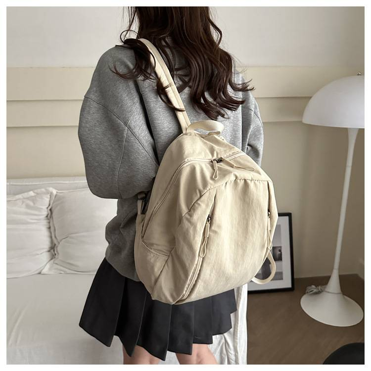 Backpack Niche Design Solid Color New Joker Large Capacity Commuter Travel Backpack_voghion.com
