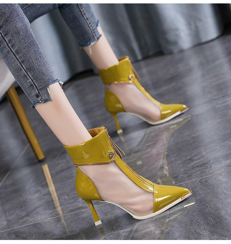 European And American Metal Pointed Thin Heel Fashion Boots For Women's Summer 2025 New Breathable Mesh High Heels Versatile Cool Boots_voghion.com