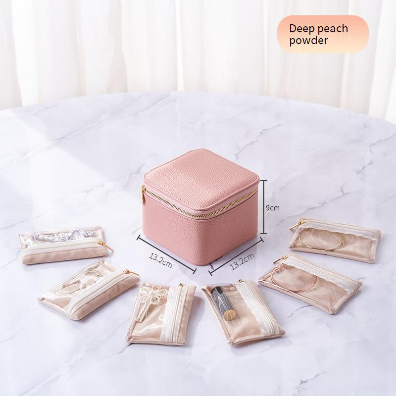 Schmuck-Organizer-Box, tragbares Reise-Schmucketui für Ohrringe, Ringe, Halsketten, kompakte Aufbewahrung mit mehreren Fächern, Halter für Modeaccessoires_voghion.com
