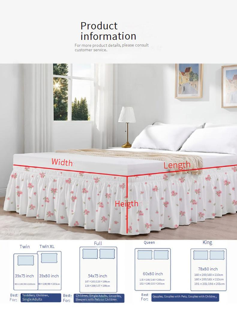 Gonna da letto elasticizzata con design antiscivolo - Volant profondo per proteggere il materasso (tessuto elasticizzato per letto matrimoniale/king size)_voghion.com