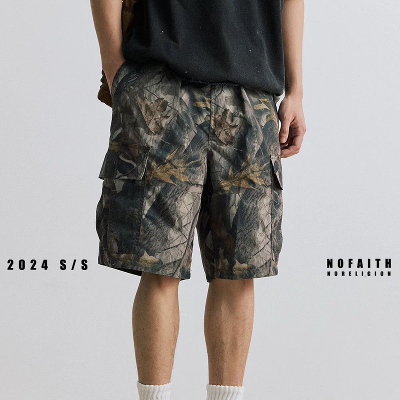 Herren-Jeansshorts im Used-Look, Patchwork-Look, helle Waschung, 12,7 cm Innennaht, lässige Cargo-Shorts für Herren, Streetwear-Mode, Stretch, bequeme Passform_voghion.com