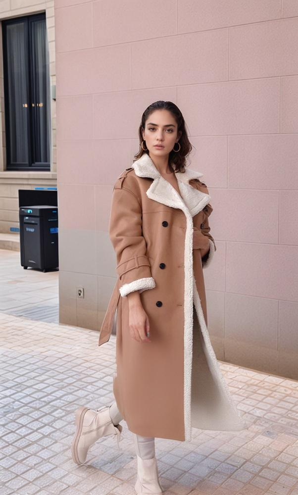 Elegante trench invernale da donna - Cappotto lungo foderato in pelliccia sintetica con collo a revers, capospalla elegante e caldo per autunno e inverno_voghion.com