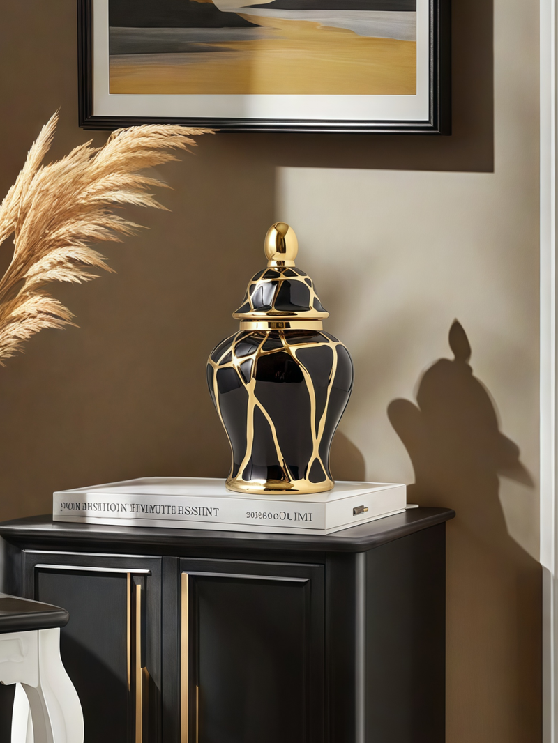 1pc Crack Shape With Lid Can Be Filled With Water, Ceramic Vase, High-quality Interior Ornaments, Flower Arrangement, Vase_voghion.com