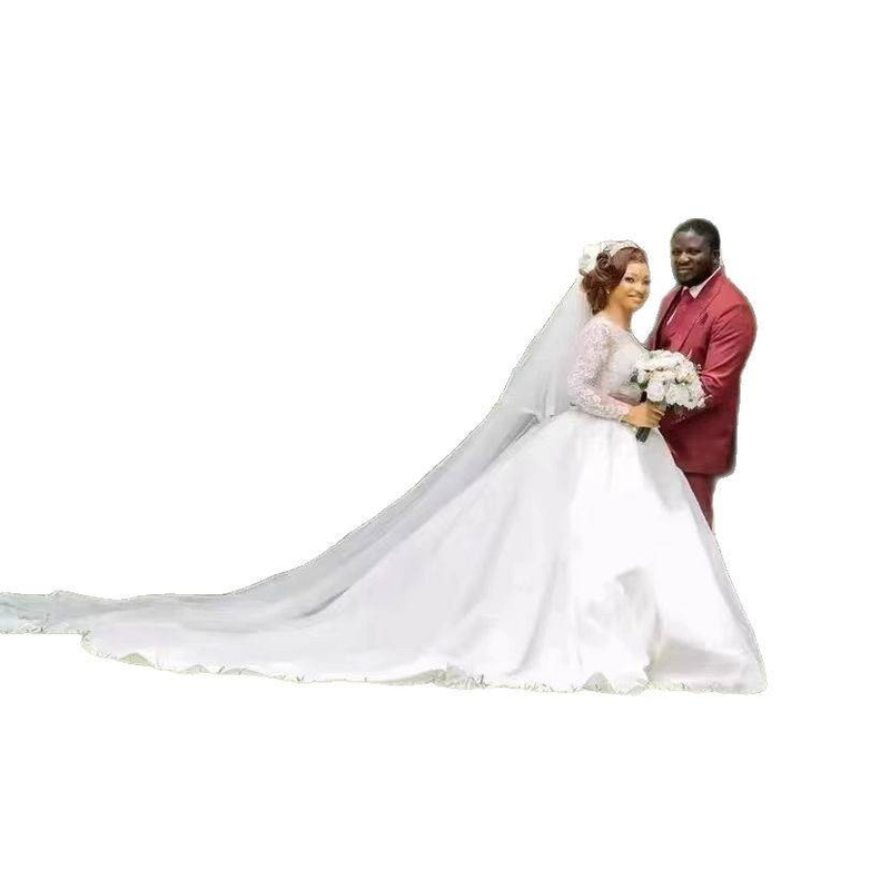 Elegant Long Sleeve Wedding Dress With Cathedral Train – Luxurious Ball Gown For Brides, Plus Size Options Available_voghion.com