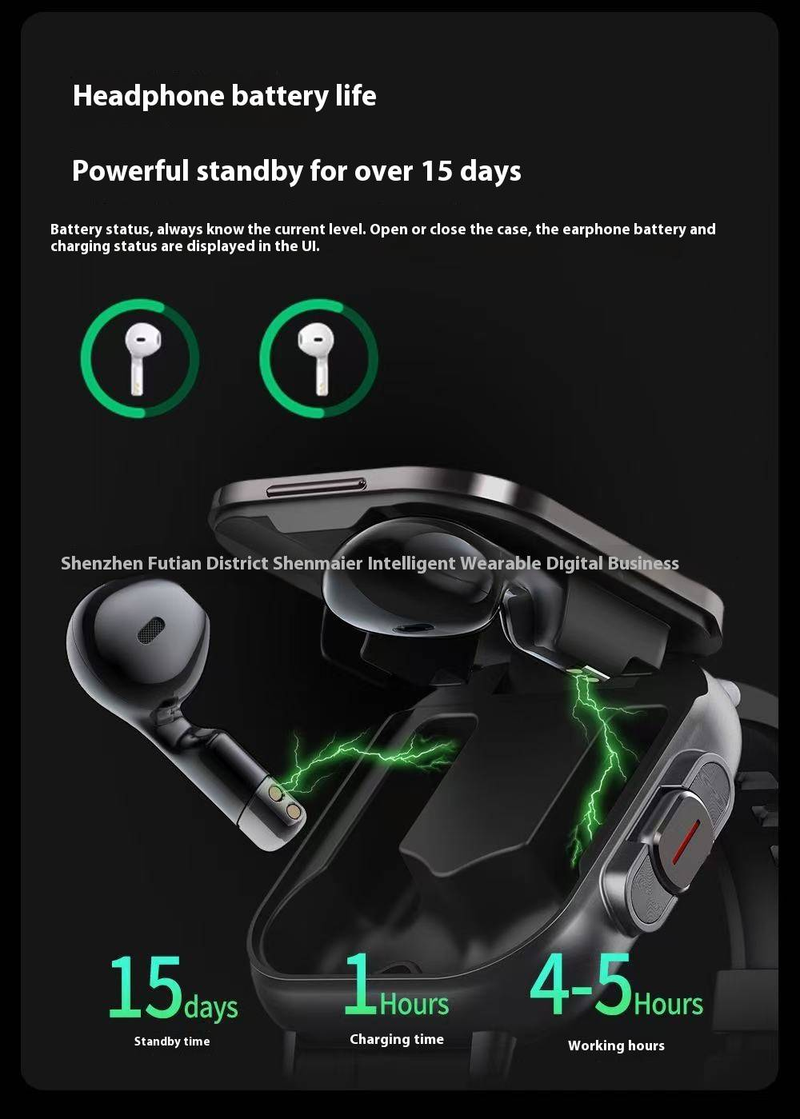 D8 Smart Watch With Bluetooth Calling & Built-in Earbuds, Full Touch Screen Fitness Tracker For Women Men, Heart Rate Monitor_voghion.com