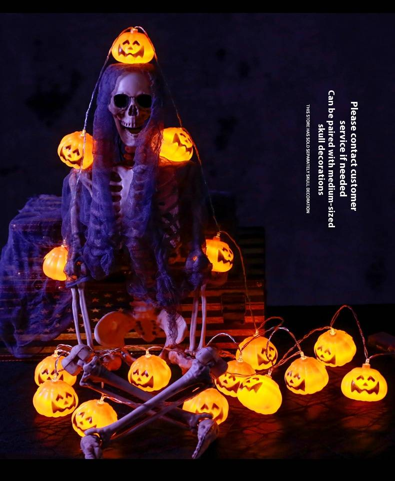 Halloween-LED-Lichterketten – Fledermaus-, Skelett-, Kürbis- und Geister-Dekorationen für gruselige Partybeleuchtung (Batterie-/Steckeroptionen, 2–3,6 m Länge)_voghion.com