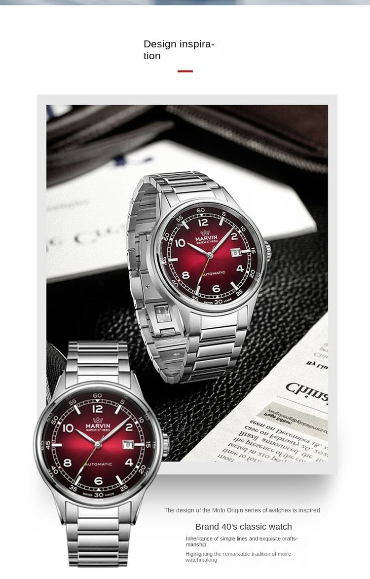 Schweizer automatische mechanische Marvin-Uhr: Stilvolle, leuchtende Freizeituhr für Herren_voghion.com