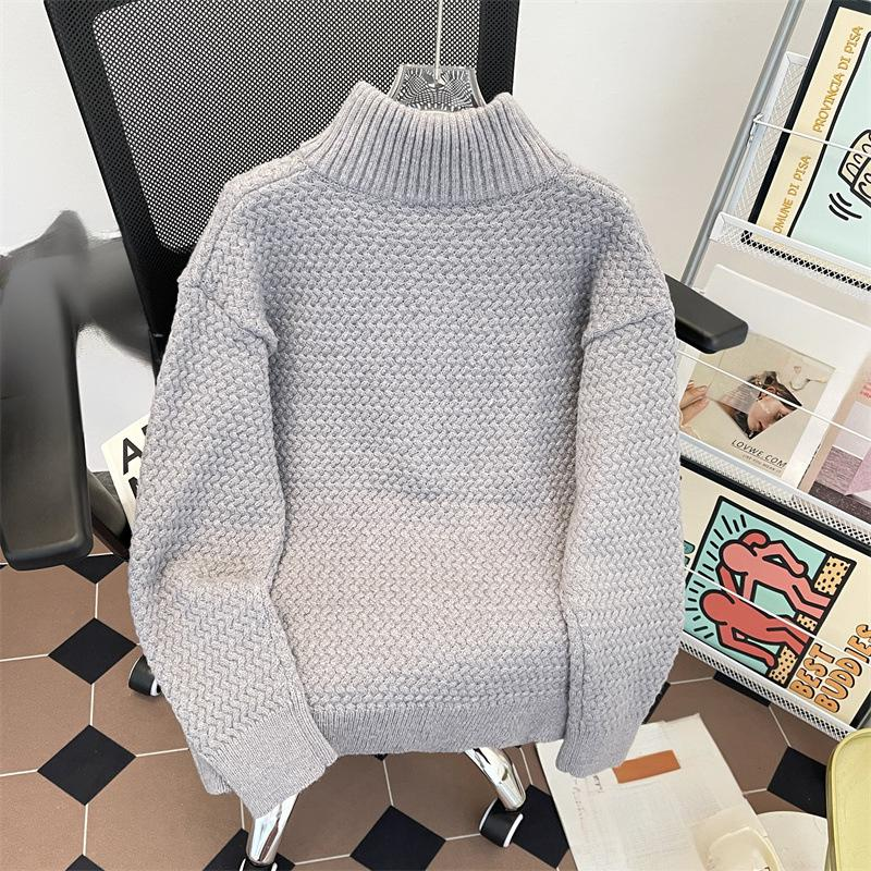 Men's Clothing Autumn And Winter Men's Stylish Zip-Up Knit Sweater With Stand Collar - Trendy Autumn Winter Pullover Cardigan (Navy, Grey, Green)_voghion.com