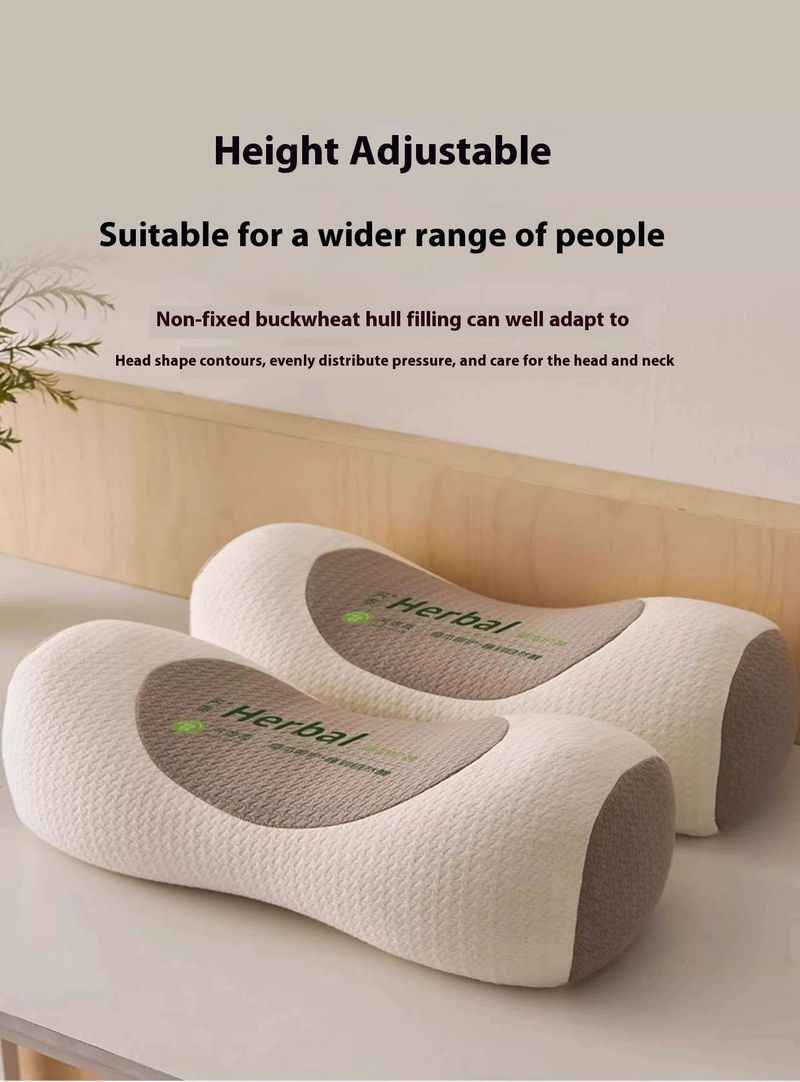 Set di cuscini di grano saraceno alle erbe – Cuscino bicolore a forma di caramella con altezza regolabile (5-10 cm), imbottitura 100% naturale per aromaterapia e supporto per il collo_voghion.com