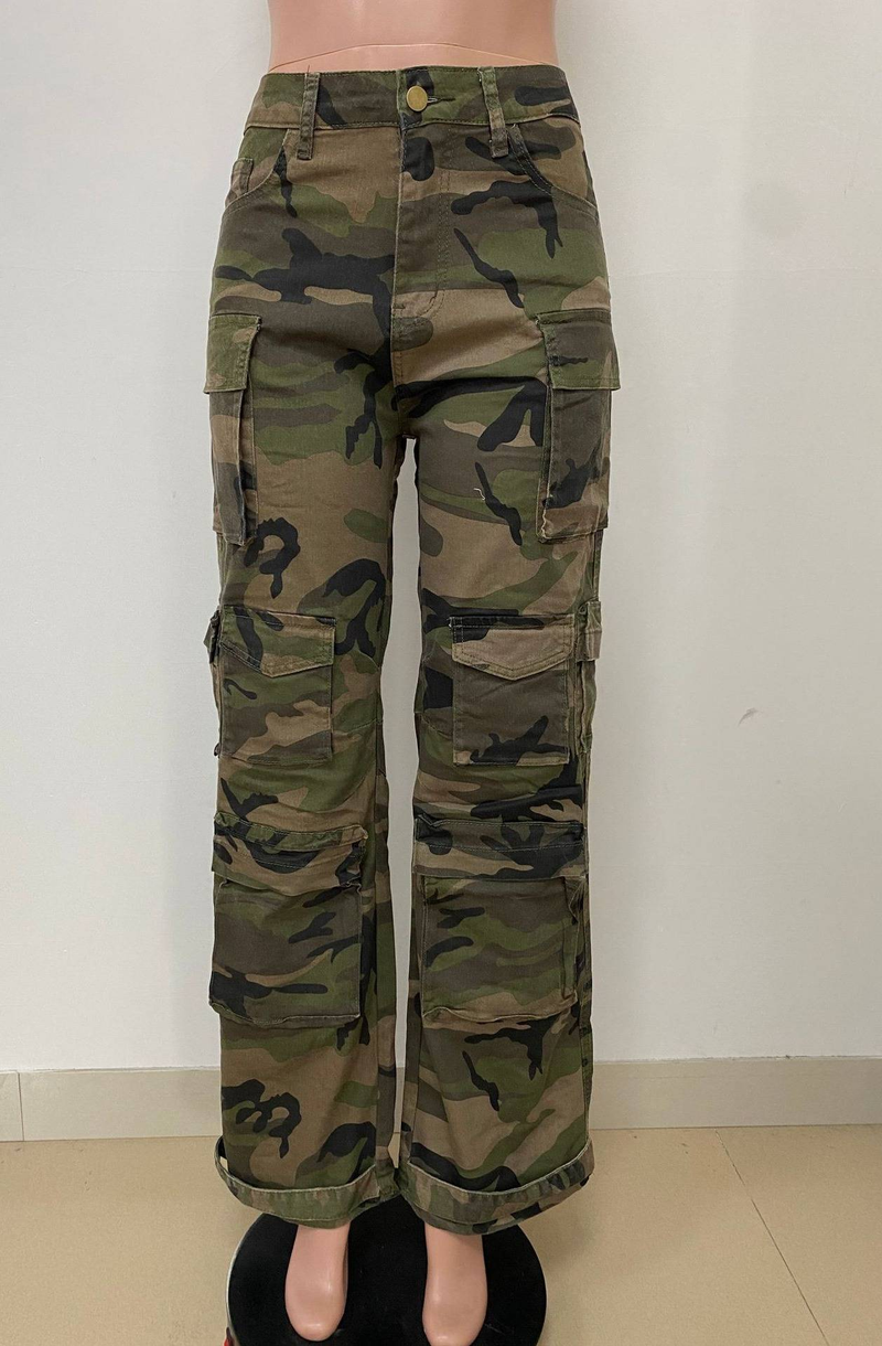 Streetwear Camo Cargo Pants – Distressed & Washed Denim mit mehreren Taschen (S/M/L/XL/XXL, Militärgrün/Urban Camo)_voghion.com