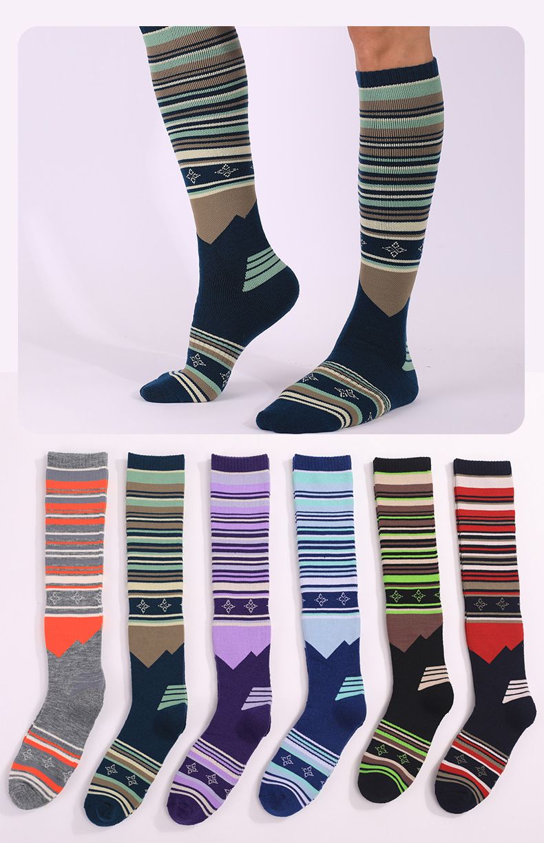 Meias de esqui/caminhada para adultos, acima do joelho, com sola grossa de toalha, ideais para atividades ao ar livre, caminhadas, esqui e atividades ao ar livre, respiráveis e absorventes de suor._voghion.com