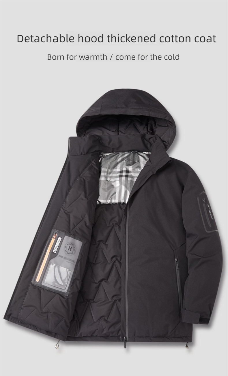 Winter For Men, Plus Size Loose Casual Cotton Trendy Hooded Sports Puffer Jacket, Graphene Thermal Jacket_voghion.com