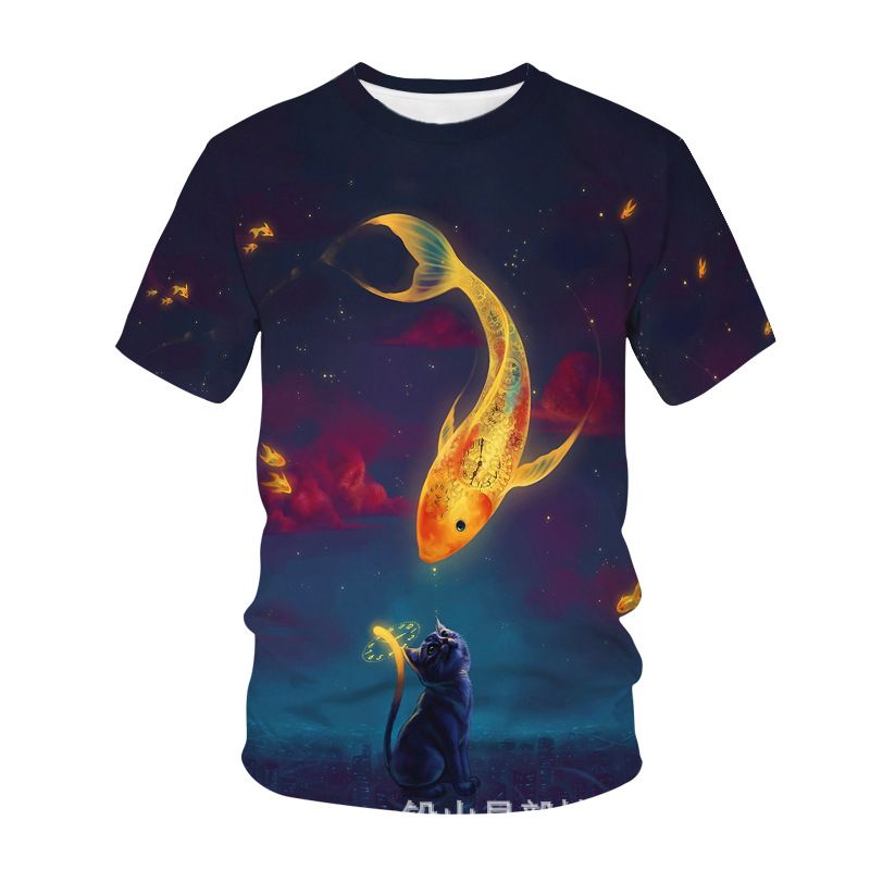 Camiseta masculina de verão com estampa 3D de golfinhos e animais subaquáticos, manga curta_voghion.com