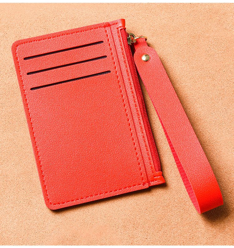 Card Bag Card Cases Hand Held Card Holder Ultra Thin Card Holder Women's Small Coin Purse Solid Color Leather Handle With Zipper For Driver's License_voghion.com