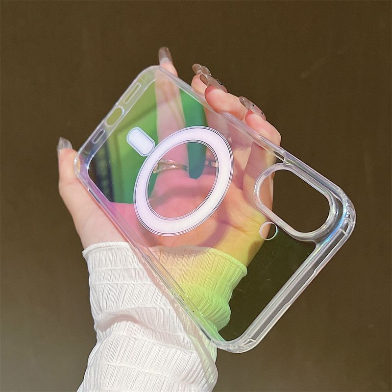 Luxus Gradient Laser Magnetic Für Fall Für IPhone 16 15 14 13 12 Mini 11 Pro Max 7 8 Plus Drahtlose Ladung Regenbogen Abdeckung_voghion.com