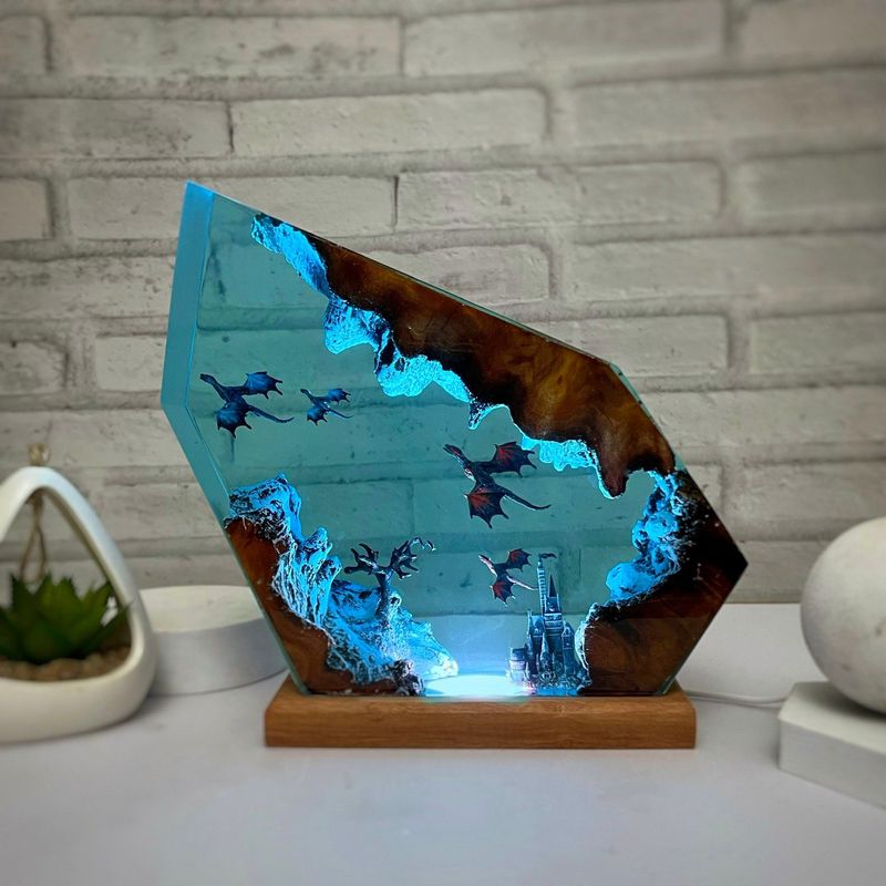 Fire And Ice Resin 3D Table Game Of Thrones Dragon Lamp Lighting Home Decoration Valentine's Day Gift_voghion.com