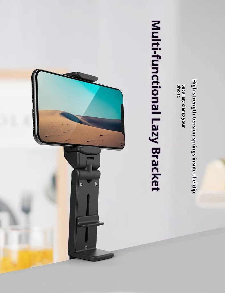 Cross-Border Travel Folding Portable Desktop 360 Rotating Multi-Function Clip Telescopic Mobile Phone Stand_voghion.com
