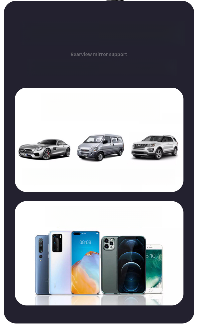 Supporto per telefono cellulare montato 2023 Specchietto retrovisore per auto Staffa di navigazione universale Fissaggio del registratore di guida_voghion.com