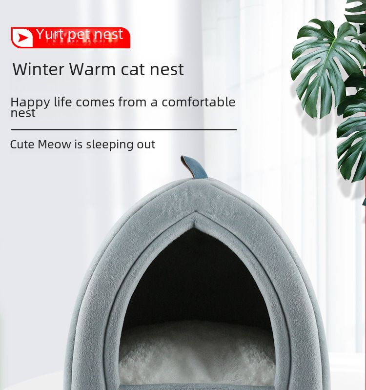 Huisdier Kattennest Vier Seizoenen Universeel Kattennest Hondennest Comfortabel Zacht Huisdier Nest Huisdierbed Afneembaar en Wasbaar Kattenhuis_voghion.com