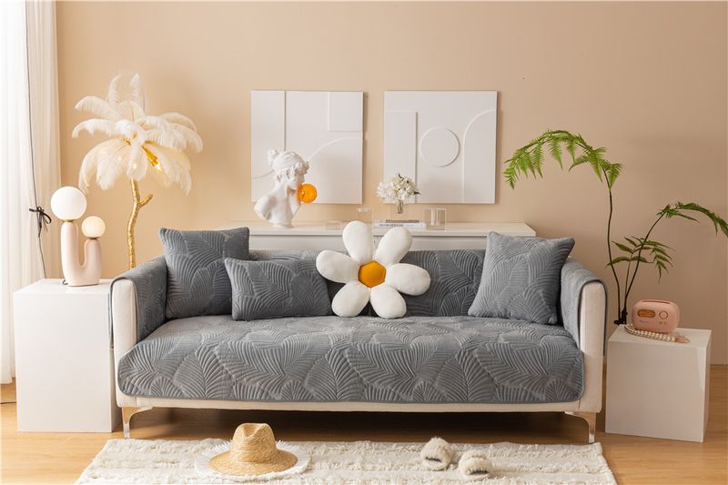 Autumn and winter style ultra soft solid color plush banana leaf sofa cushion modern simple double sofa cushion cloth factory direct sales_voghion.com