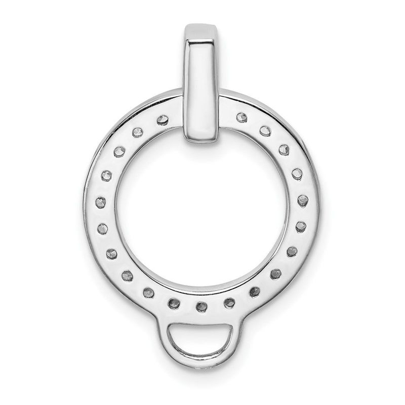 Amore La Vita Sterling Silver Rhodium-plated Polished CZ Open Circle Charm Holder Pendant_voghion.com