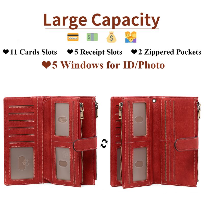 Women's Long Wallet Rfid Multi-functional Women's Money Clip Three Fold Clutch Bag_voghion.com