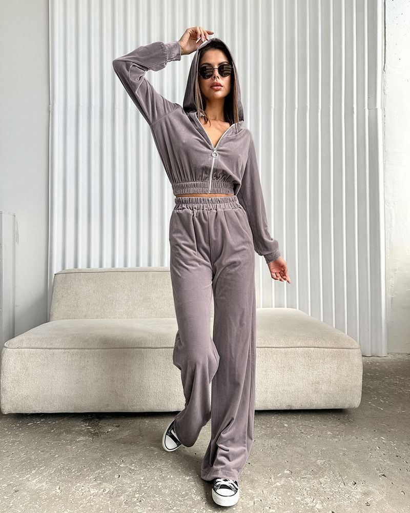 Felpa con cappuccio in maglia, set sportivo casual in due pezzi, autunno e inverno 2023, nuovo stile da strada per donna_voghion.com