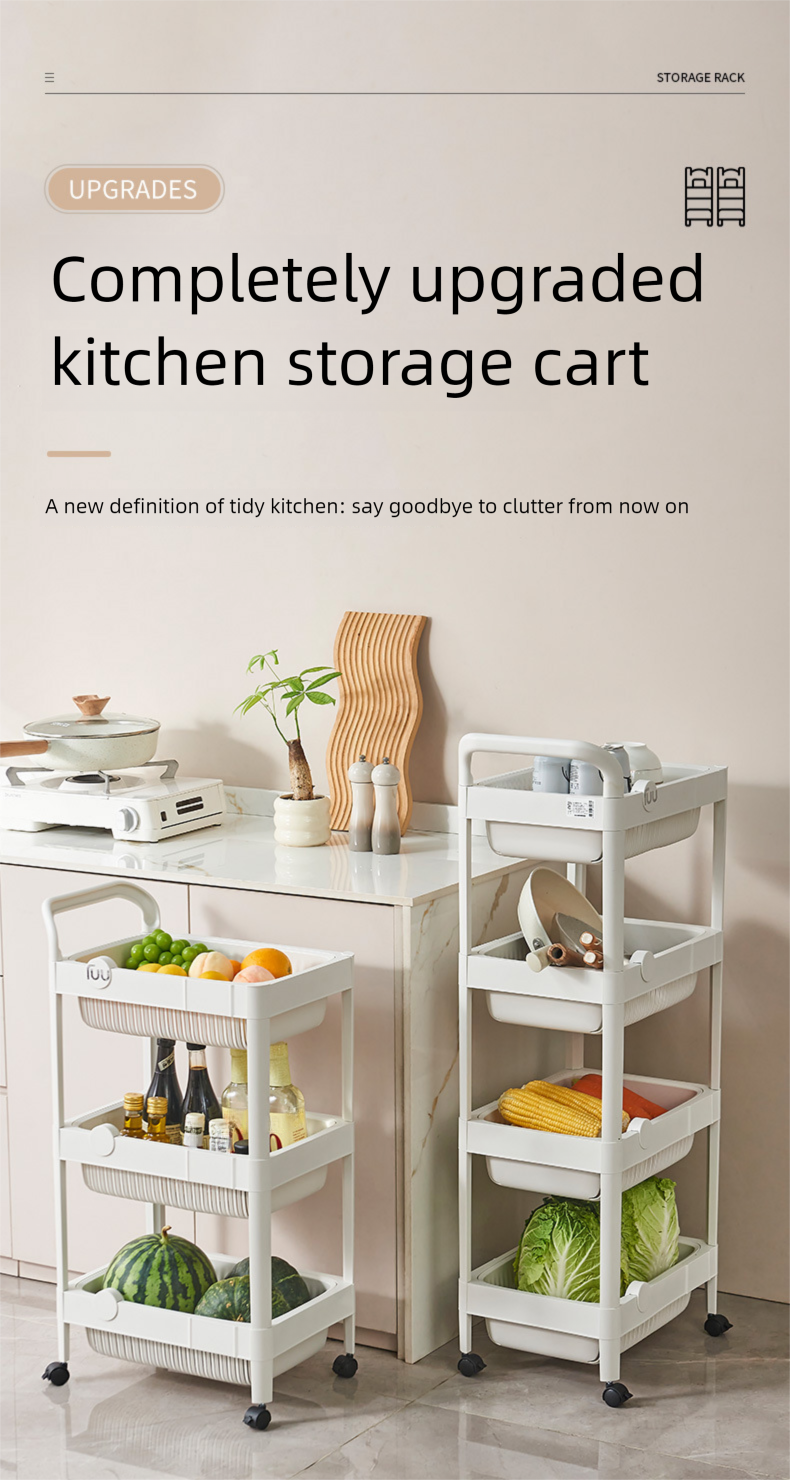 Accueil Bureau Snack Stockage en plastique Plancher Organisateur multicouche Chariot Affichage Étagère à couches Intégrée_voghion.com