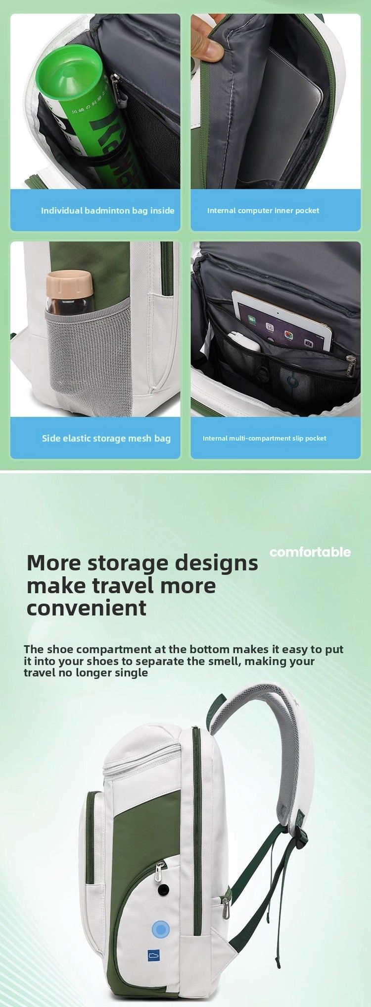 Sac à dos de badminton professionnel en PU, imperméable, grande capacité, simple, pour hommes et femmes, pour l'extérieur, avec chaussures_voghion.com