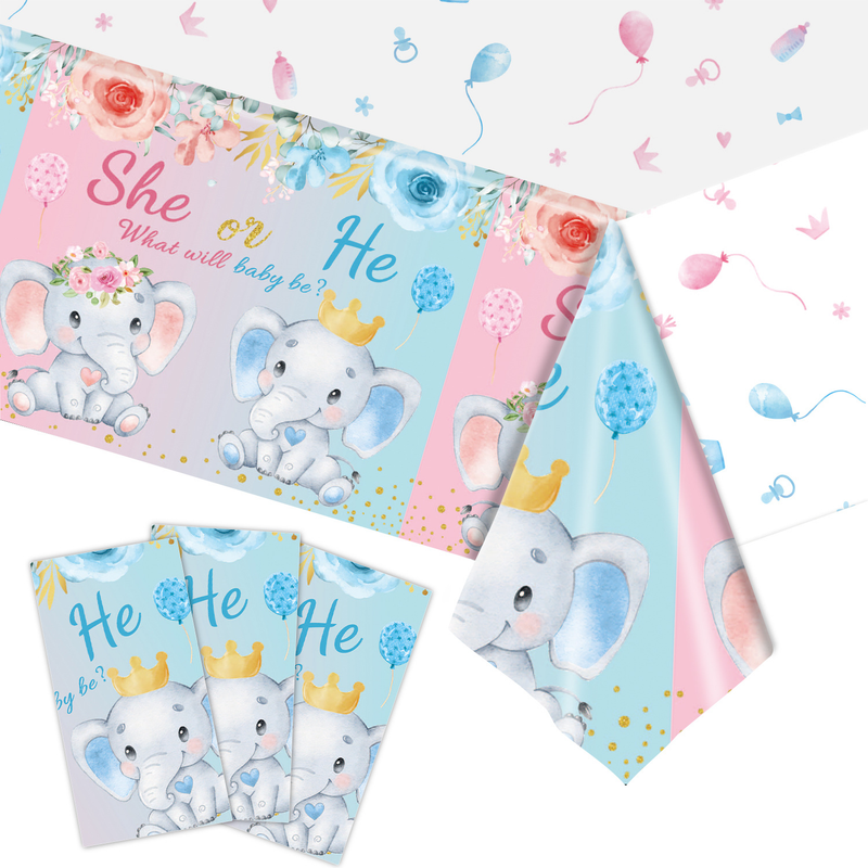 New Gender Reveals Baby Battesimo Tema Elefante Forniture per feste di compleanno Bicchiere di carta, fazzoletto di carta, piatto di carta, set di stoviglie_voghion.com