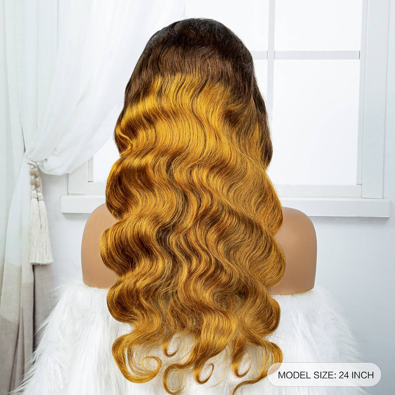 13*4 spitze menschliches haar haube 100% menschliches haar zwei-ton goldene farbe passenden hohe qualität menschliches haar körper curl_voghion.com
