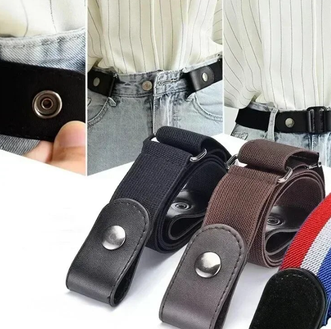 Uusi säädettävä joustava vyötärönauha Näkymätön vyö Soljettomat vyöt naisille Miesten Jean-housumekko Ei solkia Easy_voghion.com