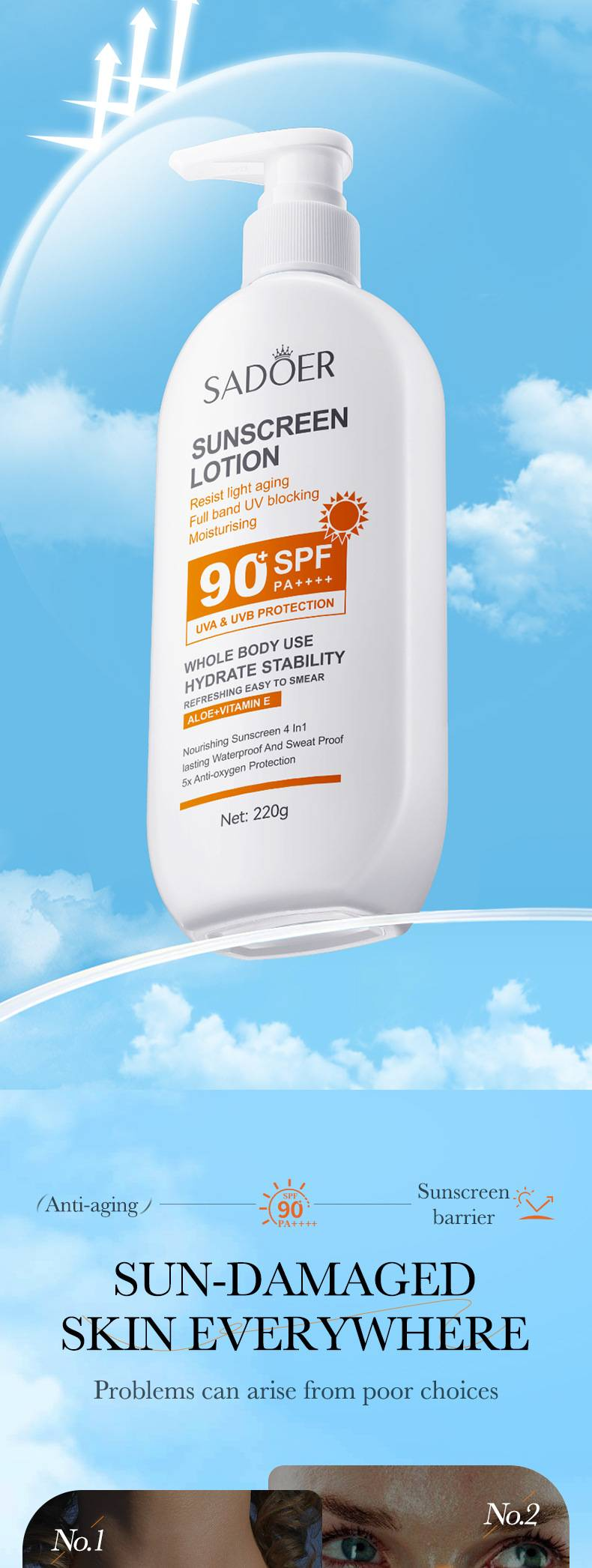 Anti-aging solcreme til kroppen Forfriskende UV-beskyttende solcreme_voghion.com