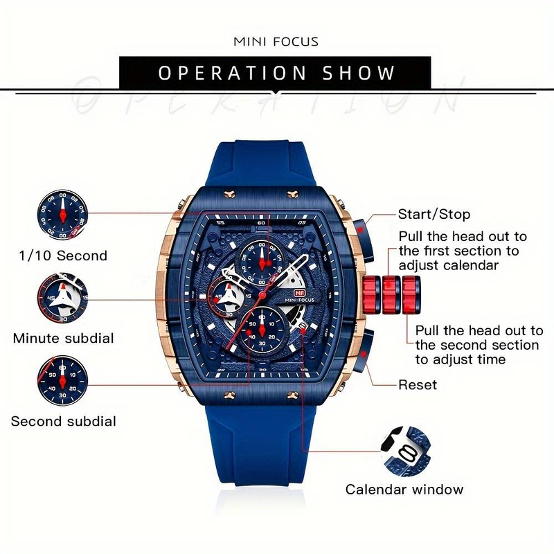 Naviforce Multifunctional Men's Quartz Watch Luminous Tonneau Pointer Sports Wrist Watch With Silicone Strap_voghion.com