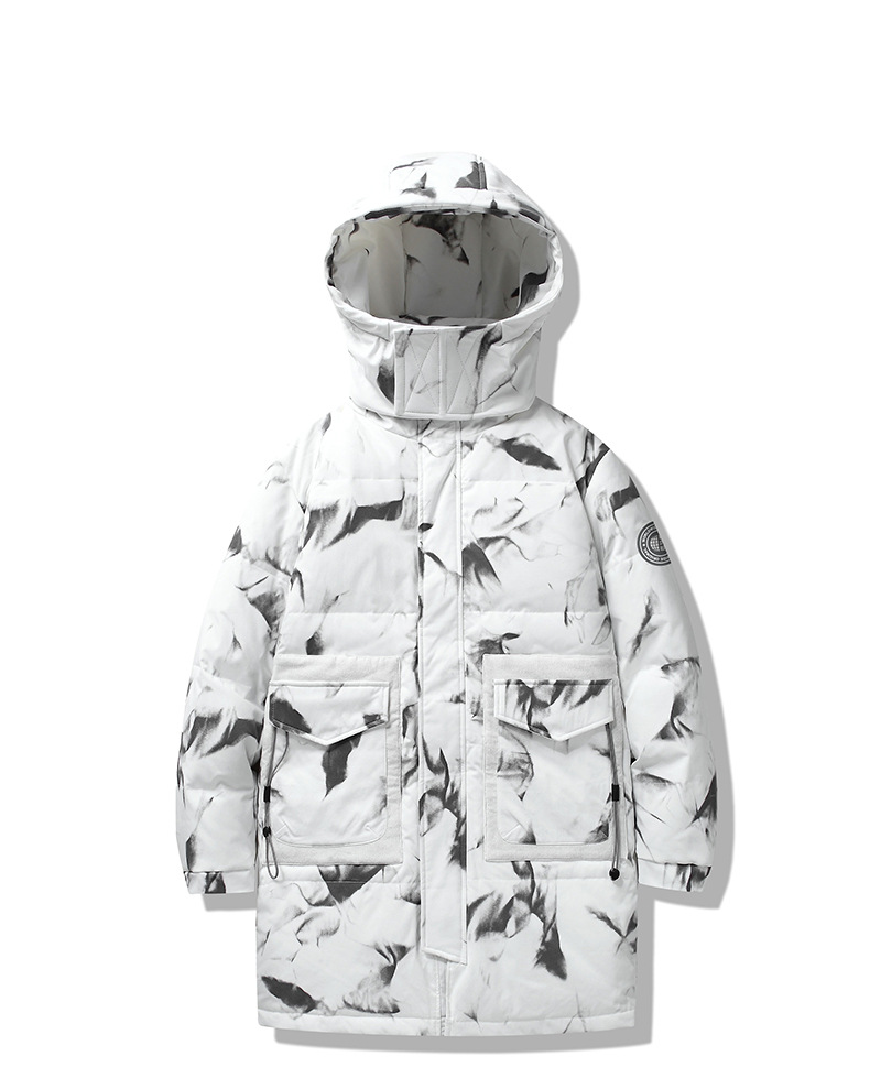 Herrenbekleidung Seiden-Baumwolljacken für Herren in mittlerer Länge diese Wintersportbekleidung mit Kapuze winddicht wasserdicht warm und modisch_voghion.com