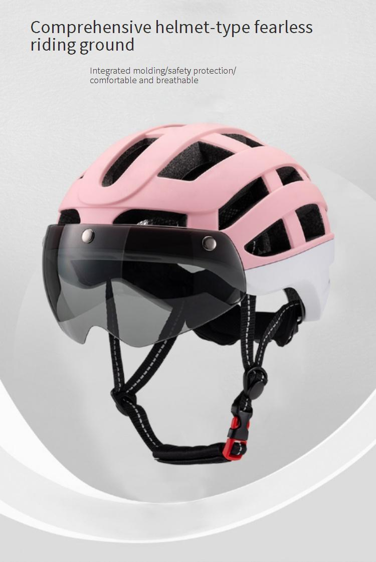 New Magnetic Goggles With Lights Helmet Universal Road Bicycle Riding Helmet One Piece Molding_voghion.com